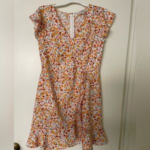 Colorful flower print, V-neck, zipper back, SIZE 4, Loft.